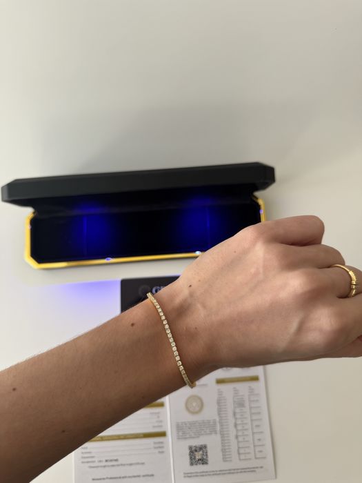 Złota Bransoletka tenis/tenisowa z Moissanitami moissanit certyfikat