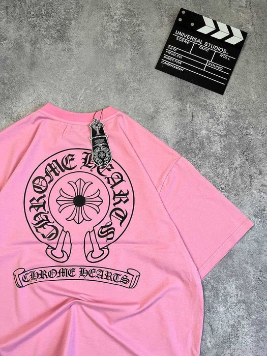 Рожева Футболка Chrome Hearts з бірками (Хром Хартс)