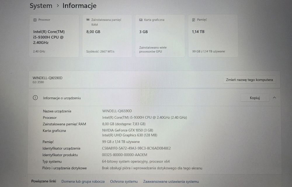 Laptop DELL G3 3590