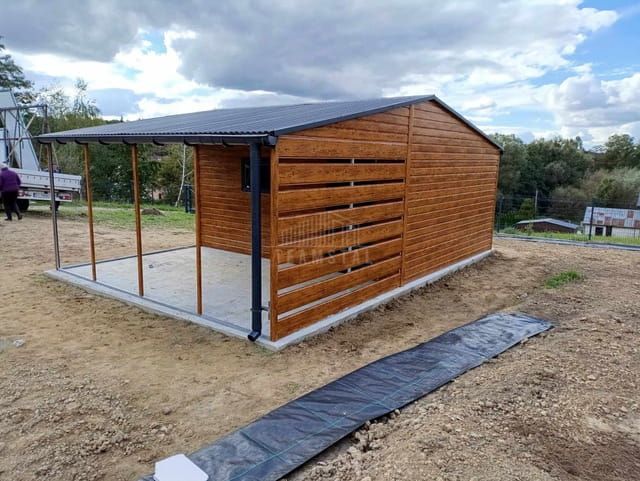 Garaż blaszany 5x6m + wiata 4m Brama uchylna drzwi 3x okno rynny TS845