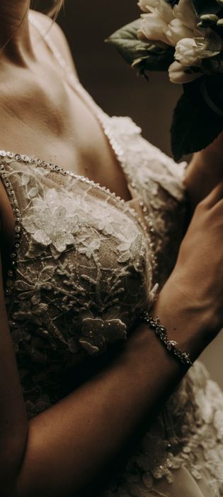 Suknia ślubna, s/m - gorset wiązany print kwiatowy 3D