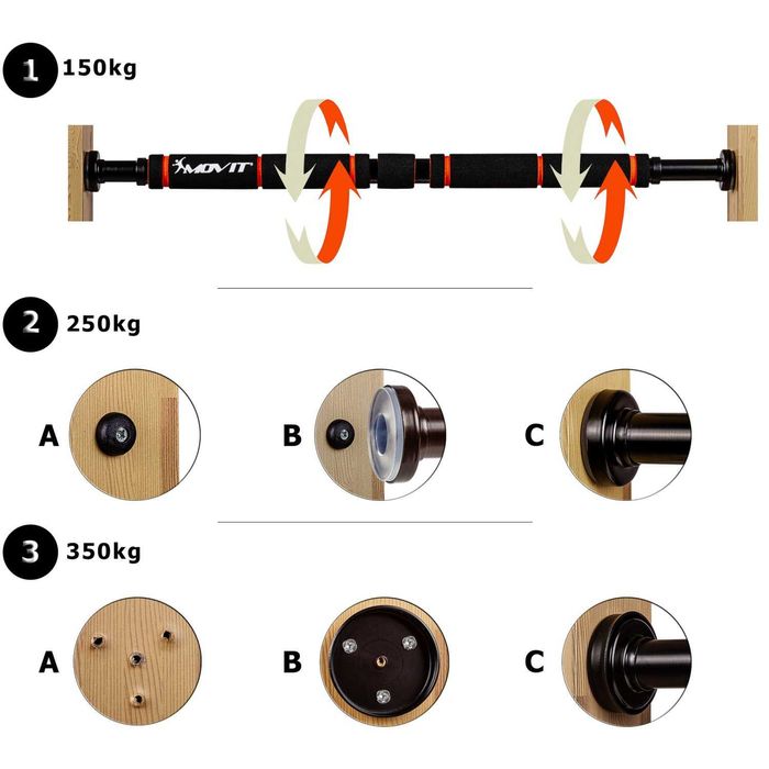 Drążek rozporowy do podciągania 350 kg teleskopowy 2 kolory