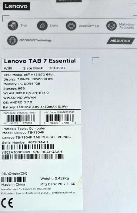 tablet lenowo tab 7 essential