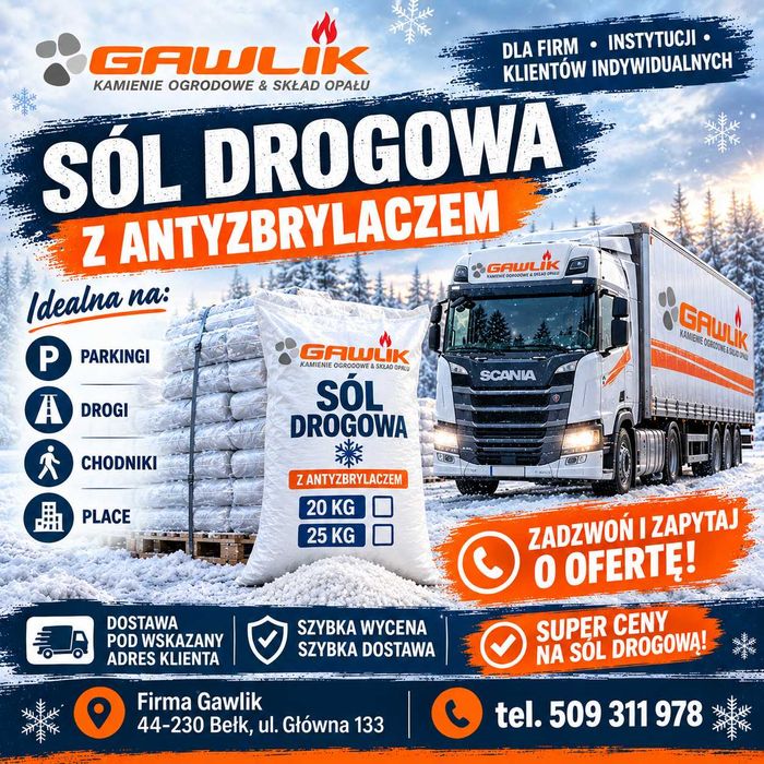 Sól DROGOWA workowana 1 tona worki 25kg (40x25 kg)