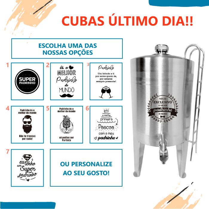 Cubas em Inox com personalização (Gravação a Laser)