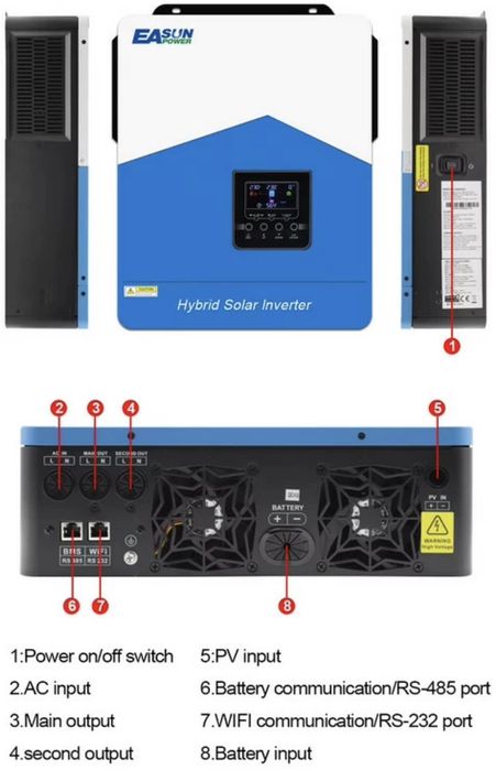 Інвертор EASUN 6.2kW 48V SMH(III) / Инвертор 6,2kW 48V