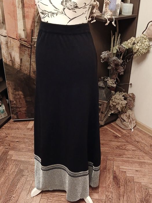 Спідниця максі в'язана довга трикотаж з люрексом