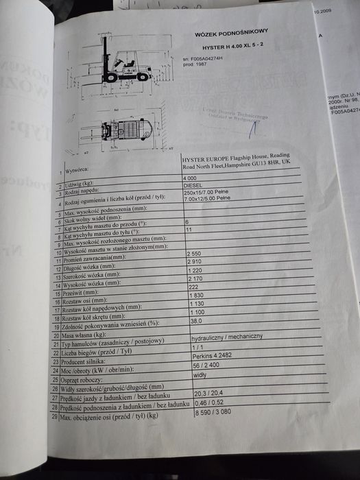 Wózek widłowy hyster H4.00XL