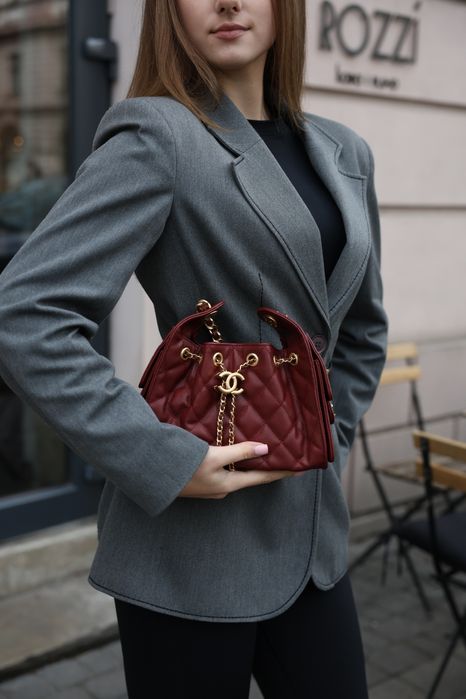 Сумка жіноча маленька Chanel 25 Micro Handbag in Grained Calfskin Burg