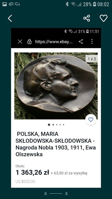 Medal brąz, Maria Skłodowska Polon UNIKAT (Ewa Olszewska )