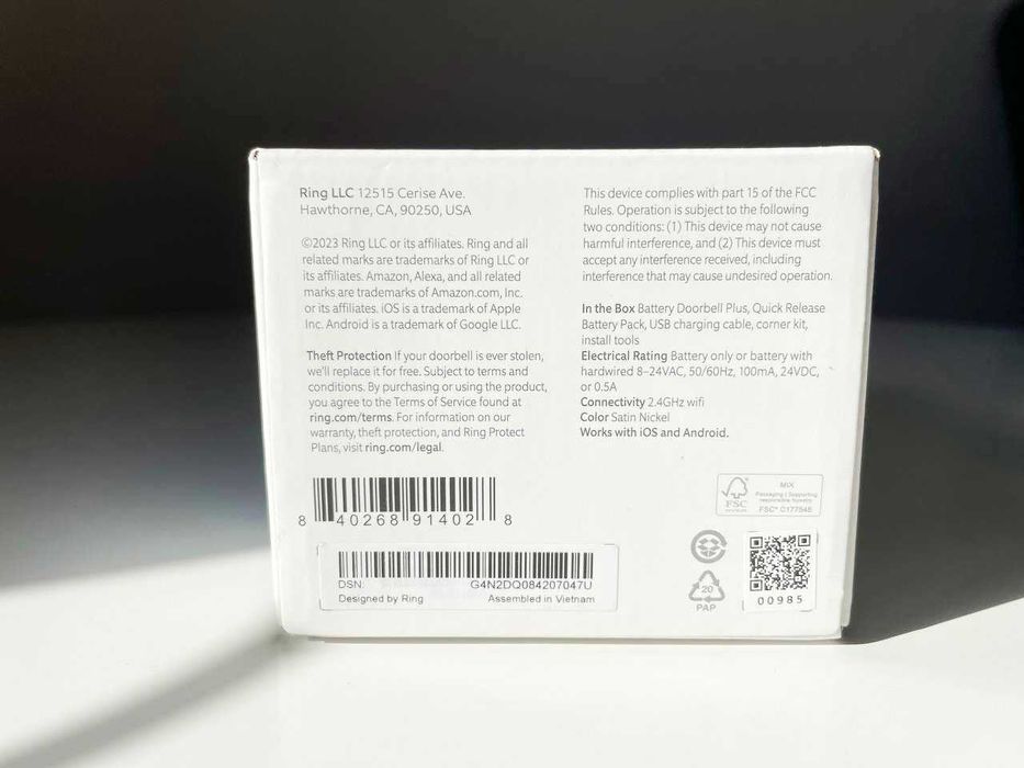 Видеозвонок Ring Battery Doorbell Plus