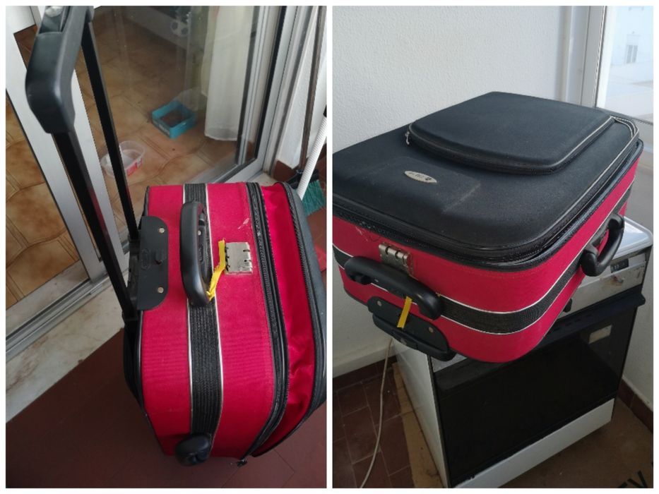 Mala  de viagem, mēdia, mas com bastante arrumaçåo, e em muito bom estado de conservação.