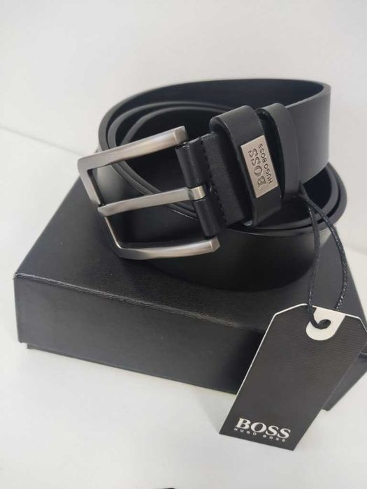 HUGO BOSS Męski pasek firmowy, skóra naturalna, Włochy 502