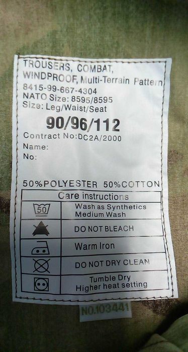 Spodnie Brytyjskie "Windproof MTP" 90/96/112 pas 100 JN #1