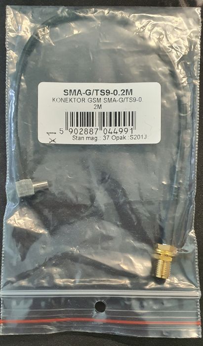 2x Konektor GSM kątowy SMA-G/TS9-0.2m