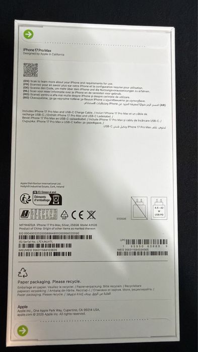 Iphone 17 Pro Max 256Gb novo/selado