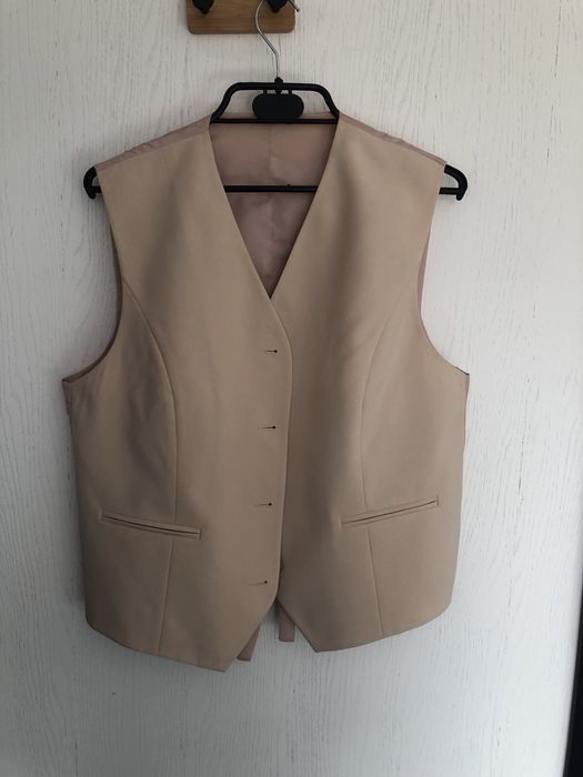 Bezowa kamizelka garniturowa nowa bez metki uniwersalna styl vintage