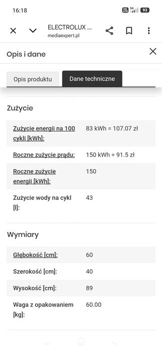 Pralka Electrolux