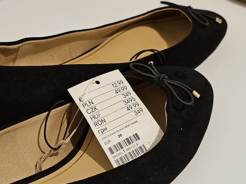 Nowe, eleganckie baleriny H&M, rozmiar 39