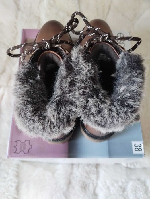 Buty skórzane, zimowe, damskie , r.38-sprzedam