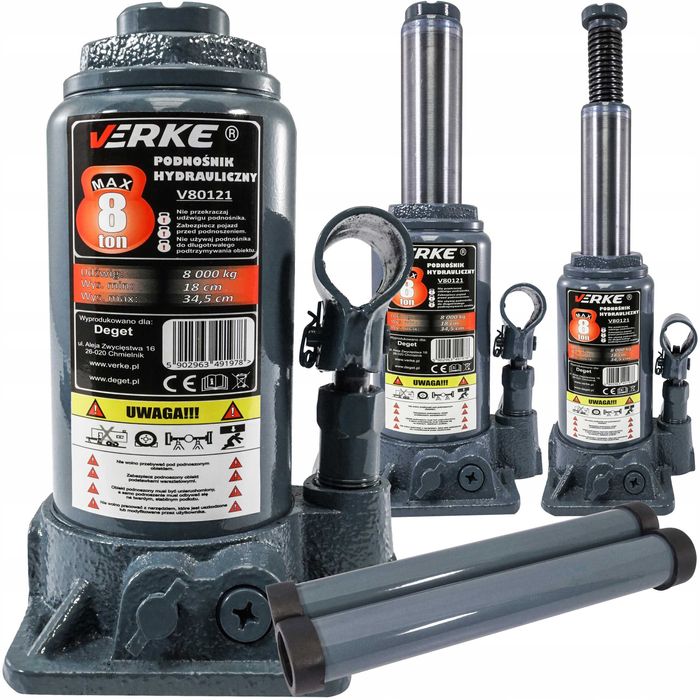 PODNOŚNIK SŁUPKOWY Hydrauliczny Butelkowy Żaba Lewarek 8T Ton