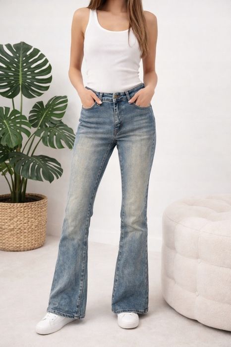 Jeansy damskie 7 CORE FLARE dzwony elastyczne modelujące Vintage 31 XXL