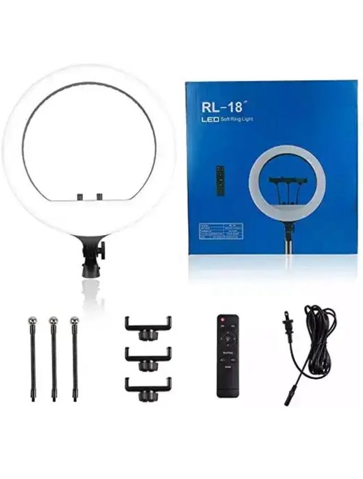 Кільцева LED лампа RL-18, 45см, пульт у комплекті+ штатив 2,1 м