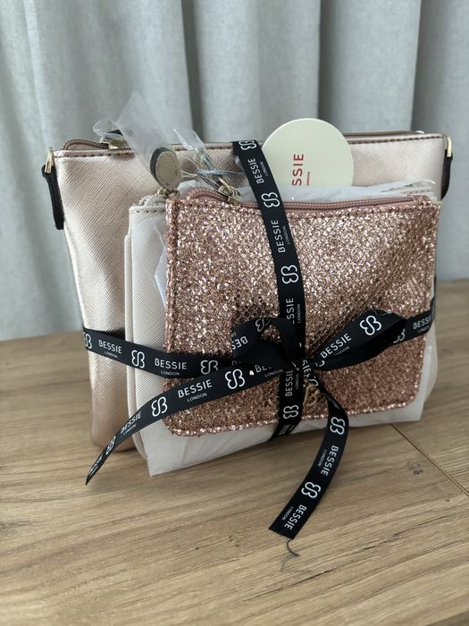 Zestaw set 3 torebka/kosmetyczka Bessie London NOWE