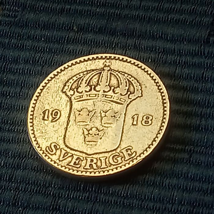 moeda prata Suecia 25 ore 1918