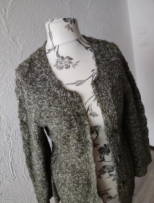 Ciepły zielony kardigan 42 XL Papaya sweter damski