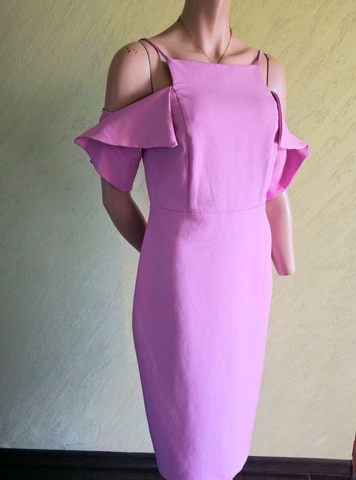 Liliowa/wrzosowa sukienka hiszpanka midi r.M/L River Island