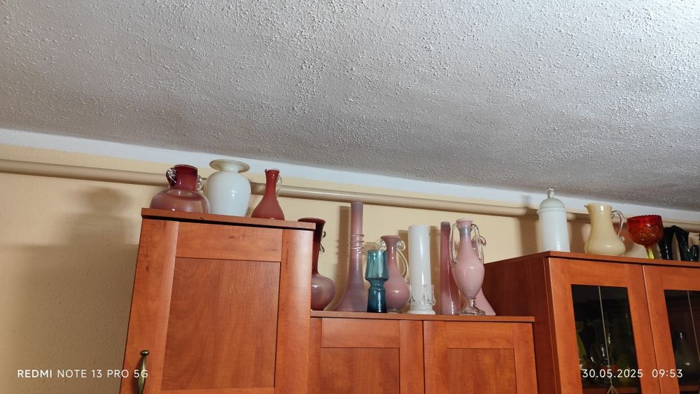 Szkło Kolorowe PRL-u Wazony Patery Owocarki Kryształy