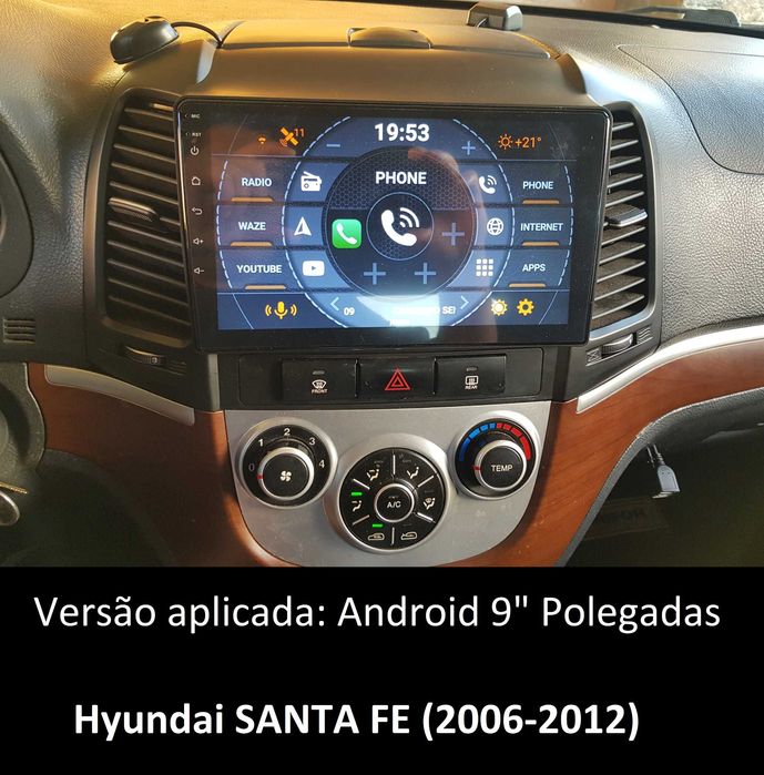 (NOVO) Rádio 2DIN 9" • Hyundai SANTA FE (2000 a 2012) Android [4+64GB]