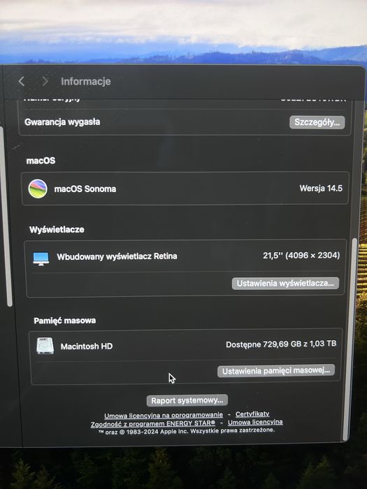 Imac retina 4k 21,5 cala 2019