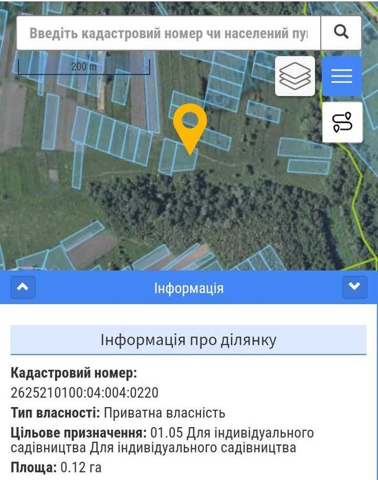 Земельна ділянка для будівництва 0,22 га