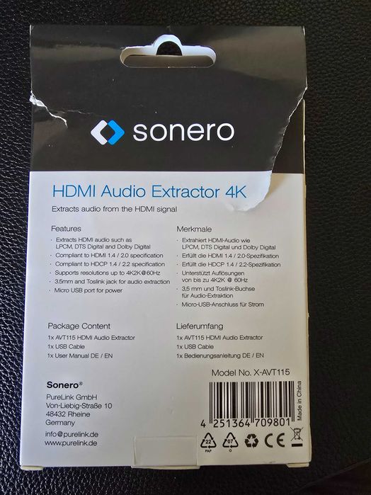 Sonero Audio Extractor 4K HDMI