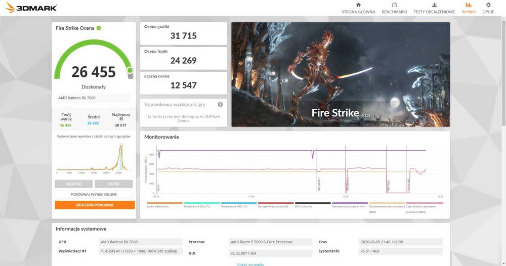 Sapphire Pulse Radeon RX 7600 8 GB | Sprawna | Pudełko | Testowana