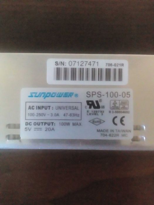 Продам блоки питания б/у 5V 20A. SUNPOWER SPS-100-05.
