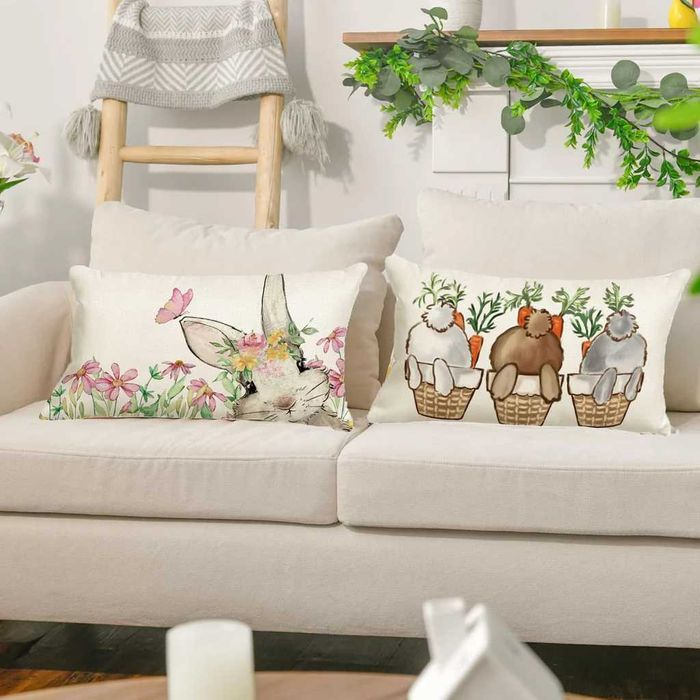 Wielkanocne poszewki na poduszki 50/30 cm imitacja lnu 2 sztuki