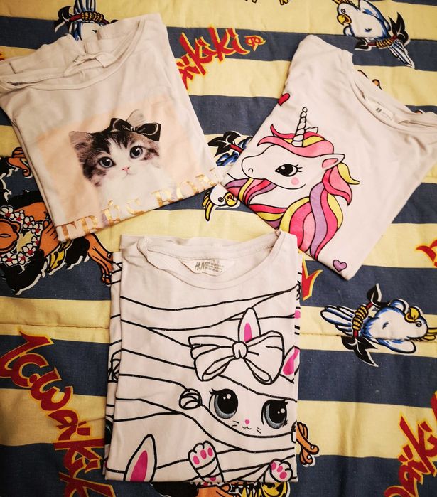 3 blusas de manga comprida menina H&M 6-8 anos