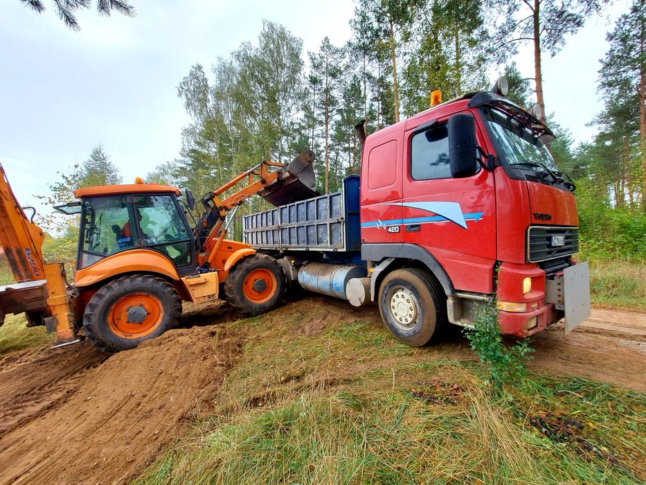Roboty ziemne budowlane sprzatanie koparka wywrotka przyłącza wycinka