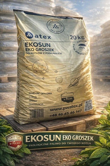 Wysokokaloryczny groszek premium ekosun 28 workowany węgiel pellet