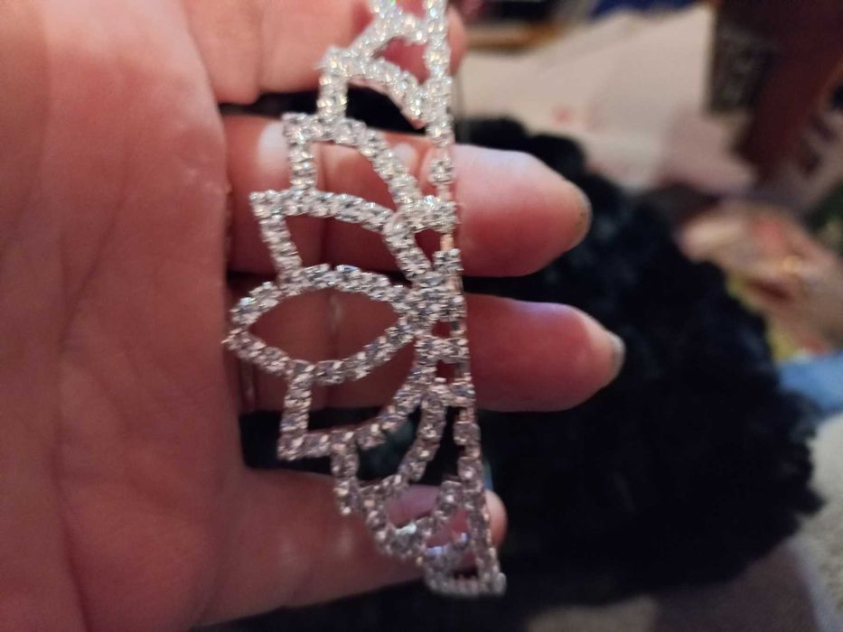 свадебная корона диадема серебристая обручкамни сверкает как брилиант