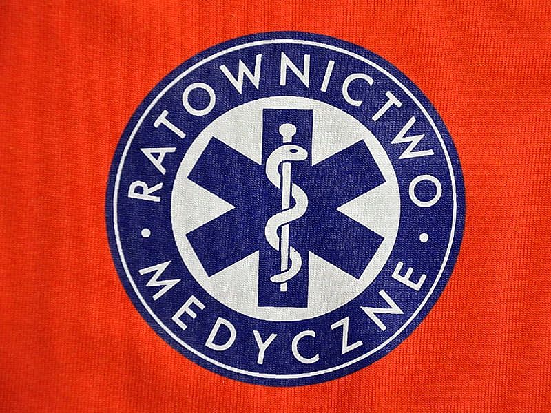 Koszulka Polo FLUO męska RATOWNICTWO MEDYCZNE niebieskie logo (3XL)