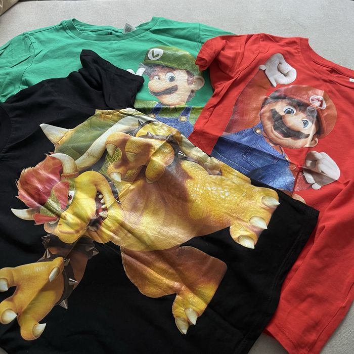 H&m 3 koszulki Mario Bros 122/128