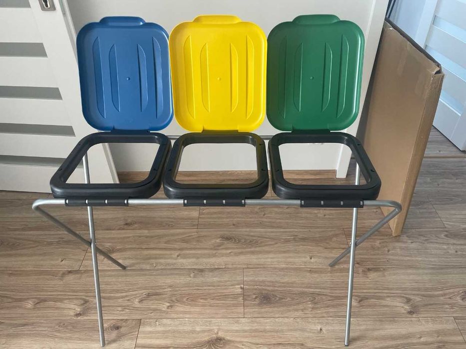 Stelaż Metalowy na Worki 3x120L Kosz do Segregacji NOWE