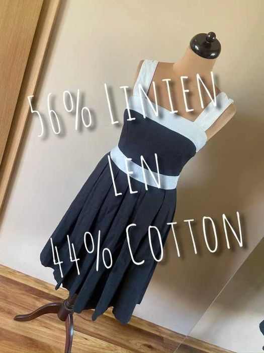 Orsay sukienka len bawelna linien m l 38 40 cotton midi rozkloszowana