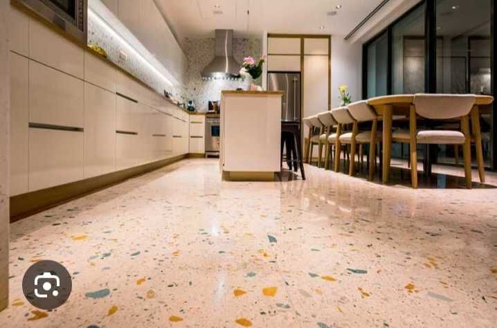 Polimento de mármore terrazzo e fabrico de chão em terrazzo