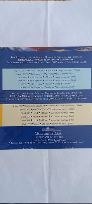 2 moedas de prata 900. França de 2002/03