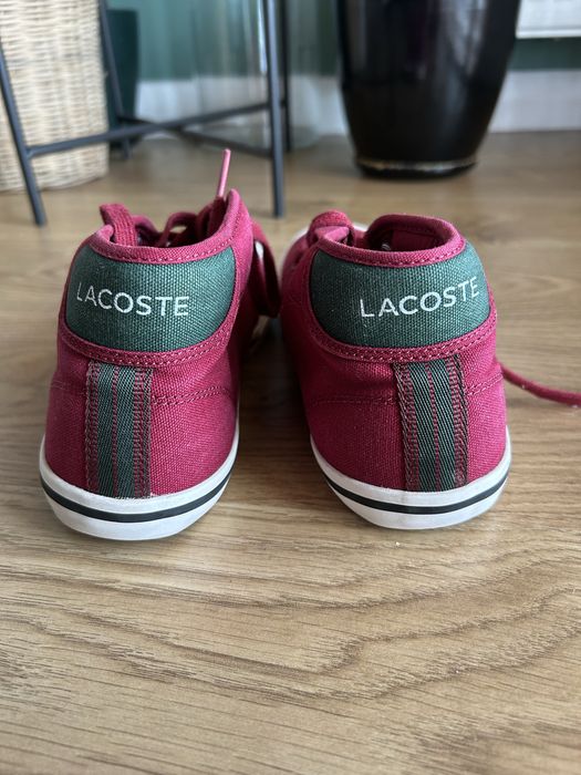 Bordowe Tenisowki Lacoste z wysoka cholewka. 37